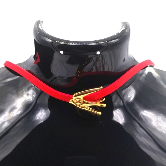 Alexander McQueen Red Adjustable Double wrap leather bracelet - Picture 3 of 5